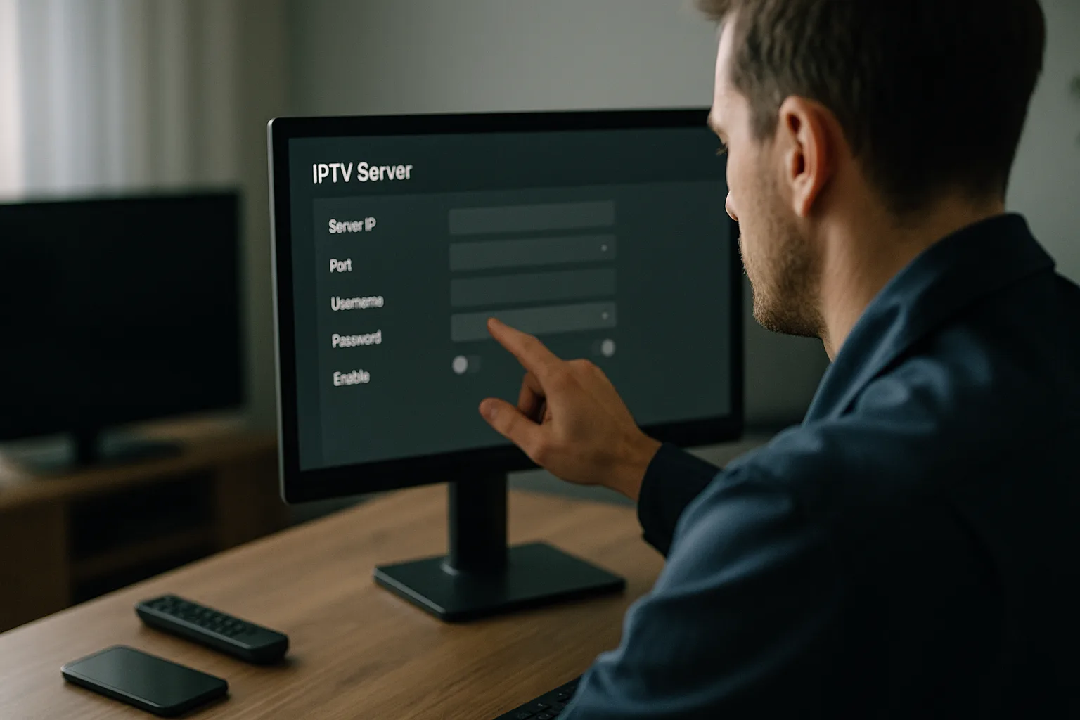 Technician adjusting IPTV server settings on a computer